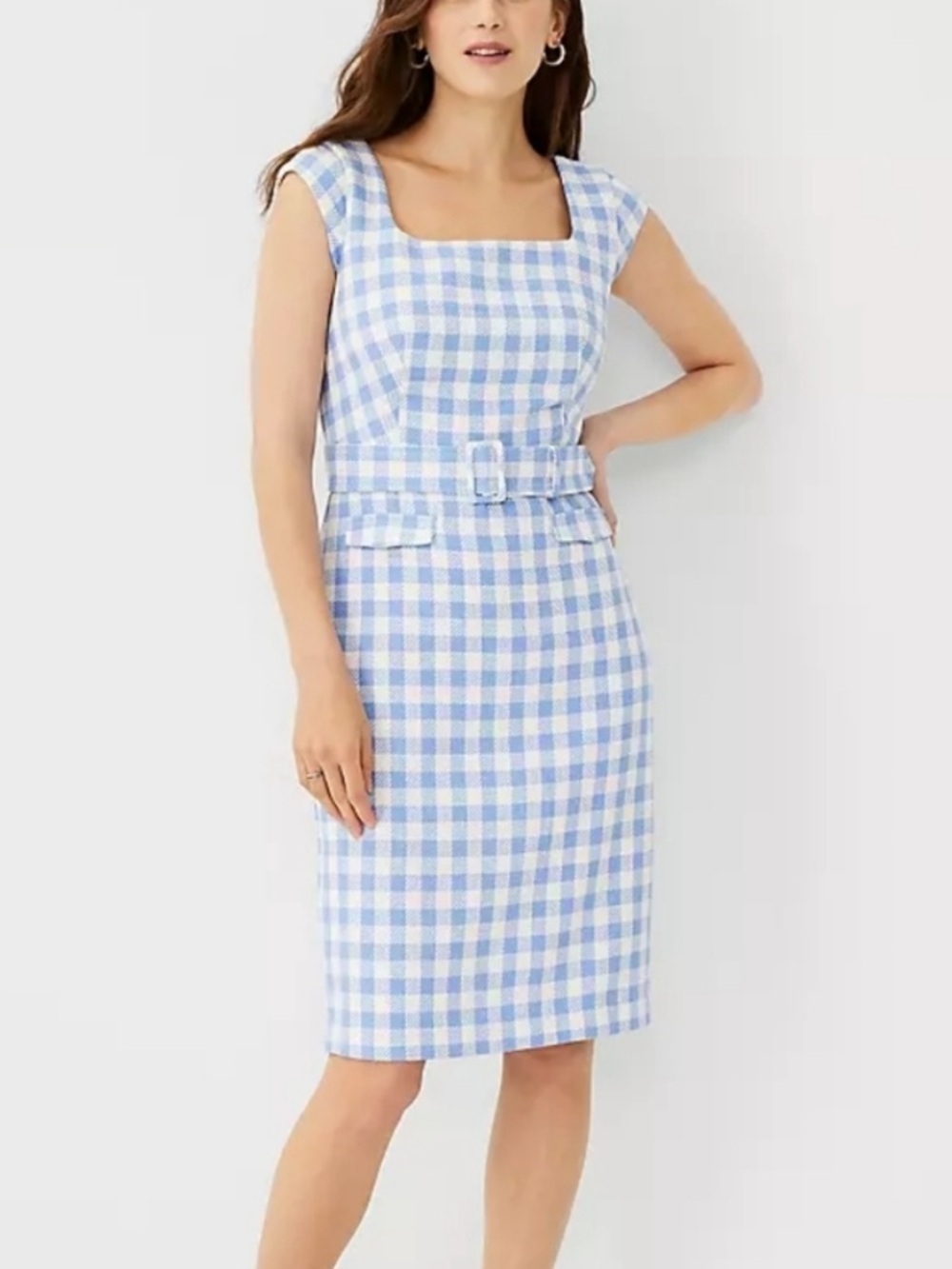 Ann Taylor blue gingham dress size 2